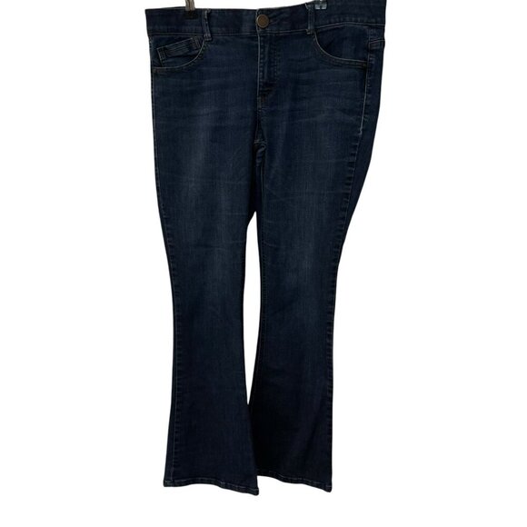 Democracy Ab Solution Women Dark Washed Denim Flare Bootcut Jeans Size 12 - Picture 1 of 5